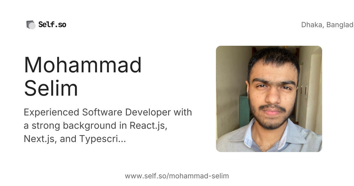 Mohammad Selim's Resume | Self.so